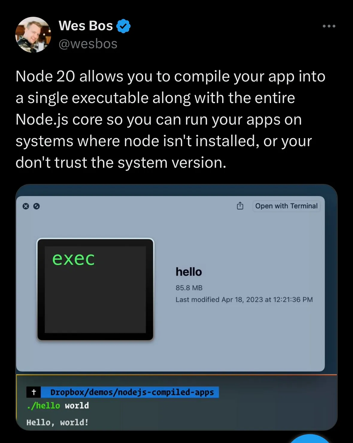 Wes Bos twitter node compiled